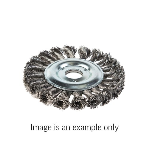 Wheel Brush Twist Knot High Carbon Steel 0.5mm Wire x 200mm Dia x 25mm Bore - Carded 